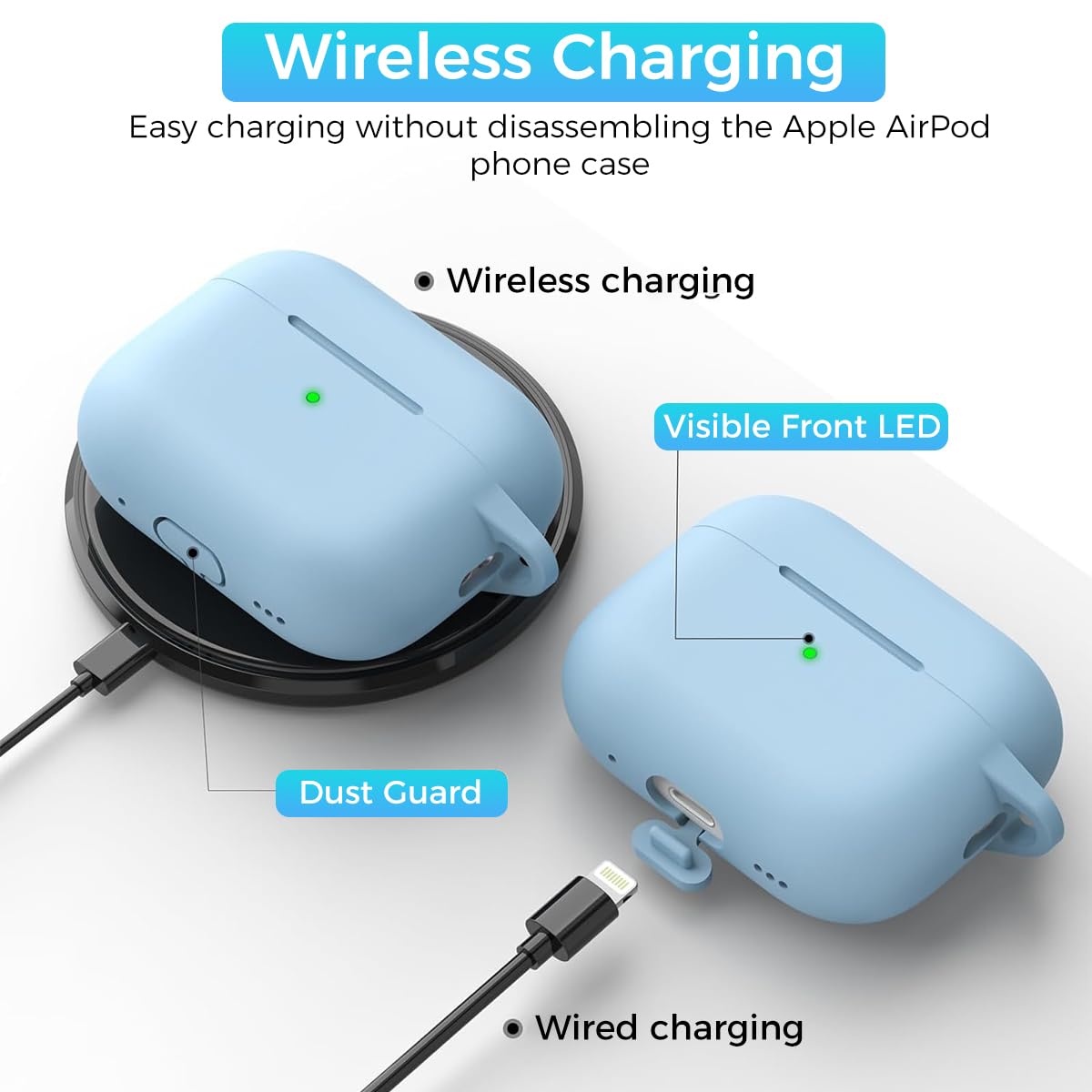 ZORBES® for AirPods Pro 2nd Generation Case Protective Silicone Cover with Carabiner & Dual-Headed Earbud Cleaning Pen Anti-Scratch AirPods Pro 2 Case for Apple AirPods Pro 2nd Generation Case, Blue ZORBES® for AirPods Pro 2nd Generation Case Protective Silicone Cover with Carabiner & Dual-Headed Earbud Cleaning Pen Anti-Scratch AirPods Pro 2 Case for Apple AirPods Pro 2nd Generation Case, Blue